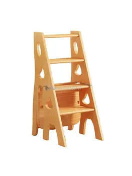 Стул-лестница из массива дерева, домашний стул-лестница двойного назначения, американская многофункциональная лестница, складной табурет-лестница, педаль для восхождения, четырехступенчатая