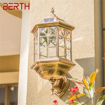 Уличный солнечный Ретро-настенный светильник BERTH LED Водонепроницаемый Классический Бра для украшения крыльца дома